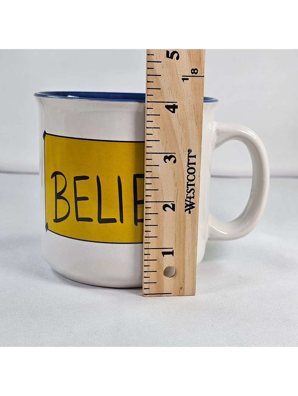 Ted Lasso Believe Ceramic Coffee Mug 20 oz White Blue Silver Buffalo WRTLA604E